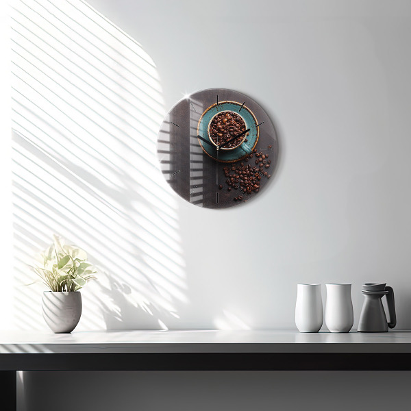 Orologio rotondo in vetro Una tazza di caffè