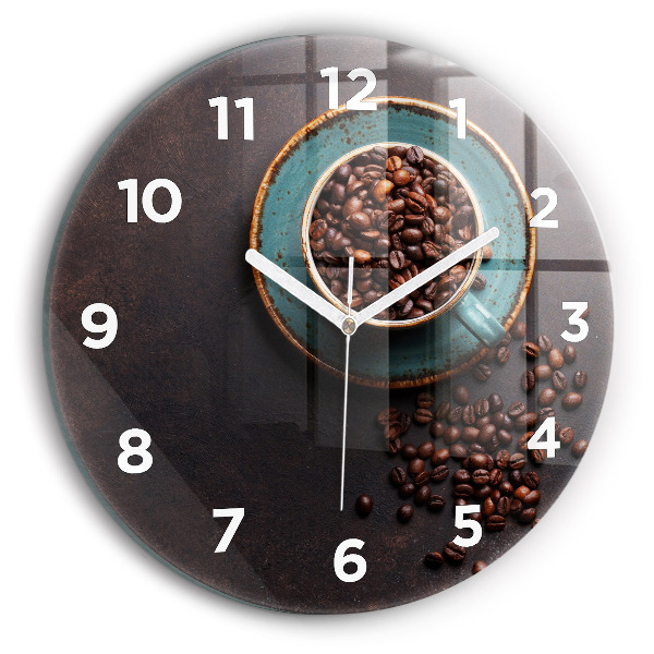 Orologio rotondo in vetro Una tazza di caffè
