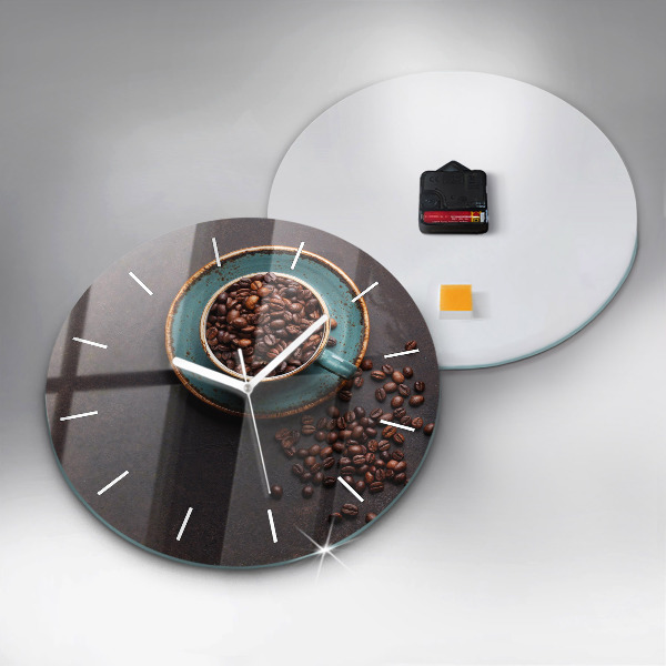 Orologio rotondo in vetro Una tazza di caffè