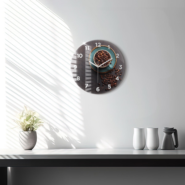 Orologio rotondo in vetro Una tazza di caffè