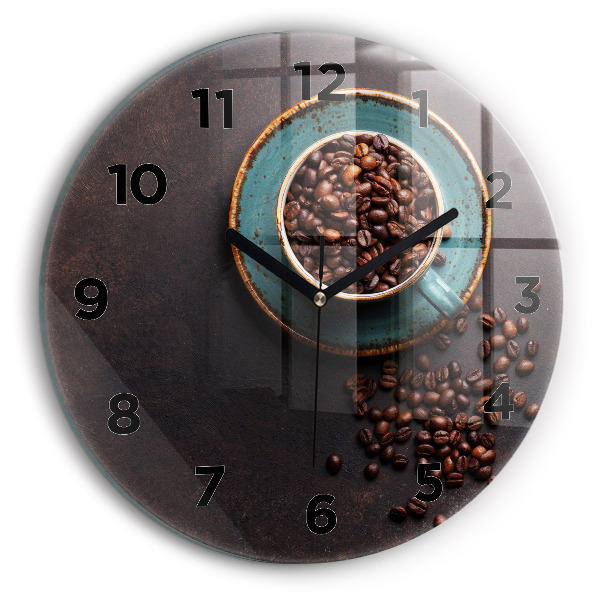 Orologio rotondo in vetro Una tazza di caffè