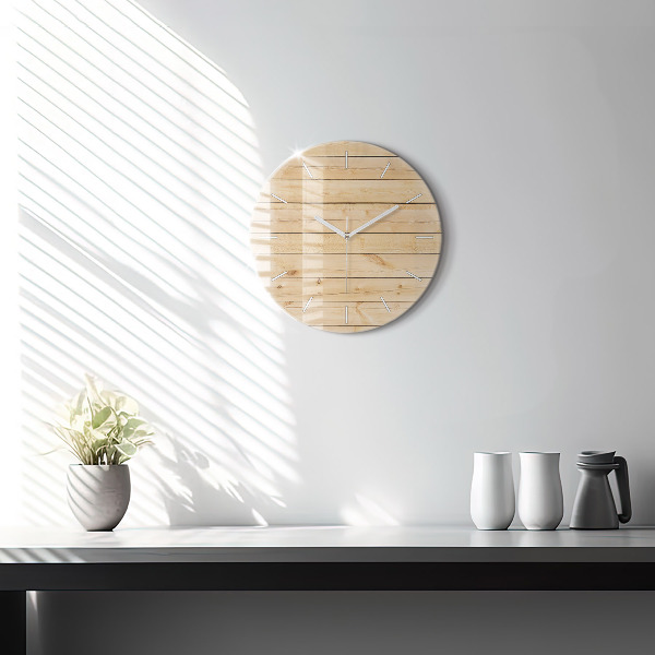 Orologio rotondo in vetro Tavole di legno