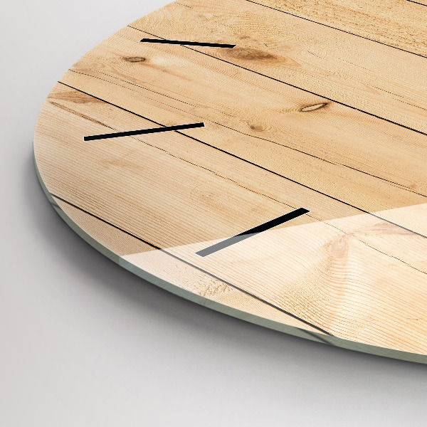 Orologio rotondo in vetro Tavole di legno