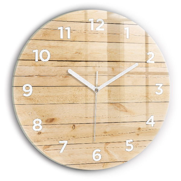 Orologio rotondo in vetro Tavole di legno