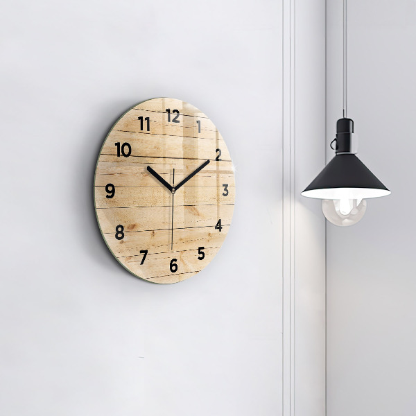Orologio rotondo in vetro Tavole di legno
