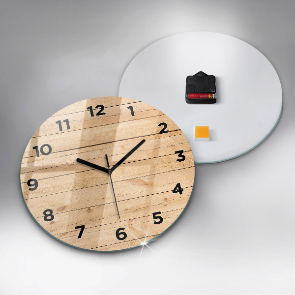 Orologio rotondo in vetro Tavole di legno