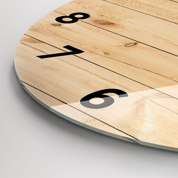 Orologio rotondo in vetro Tavole di legno