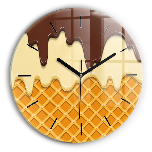 Orologio rotondo in vetro Waffle e gelato