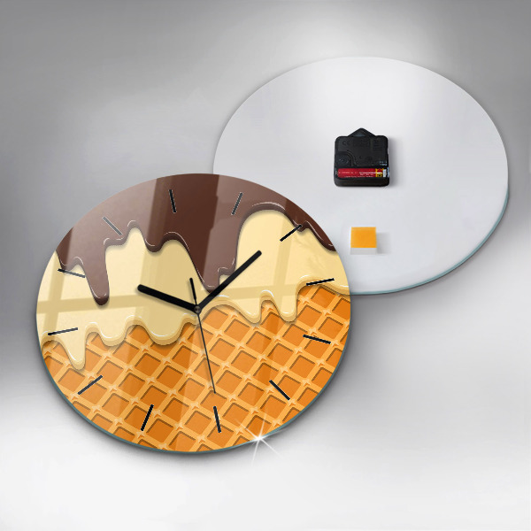 Orologio rotondo in vetro Waffle e gelato