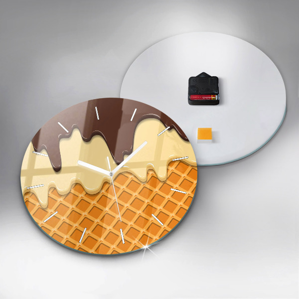 Orologio rotondo in vetro Waffle e gelato