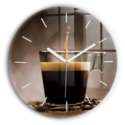 Orologio rotondo in vetro Una tazza di caffè
