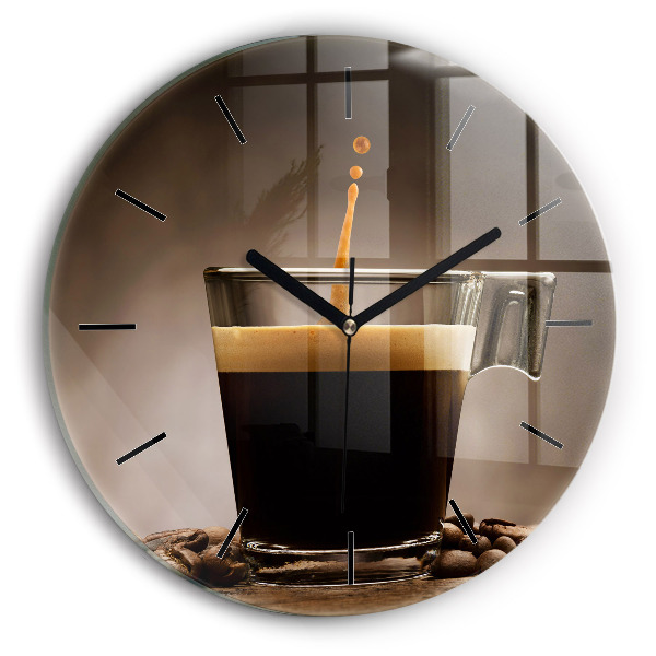 Orologio rotondo in vetro Una tazza di caffè