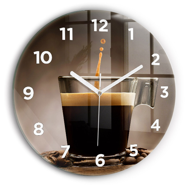 Orologio rotondo in vetro Una tazza di caffè