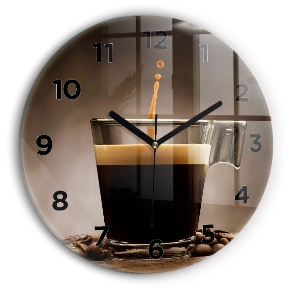 Orologio rotondo in vetro Una tazza di caffè