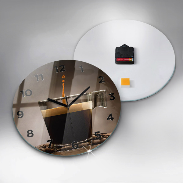 Orologio rotondo in vetro Una tazza di caffè
