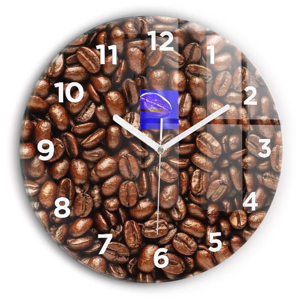 Orologio rotondo in vetro Chicchi di caffè
