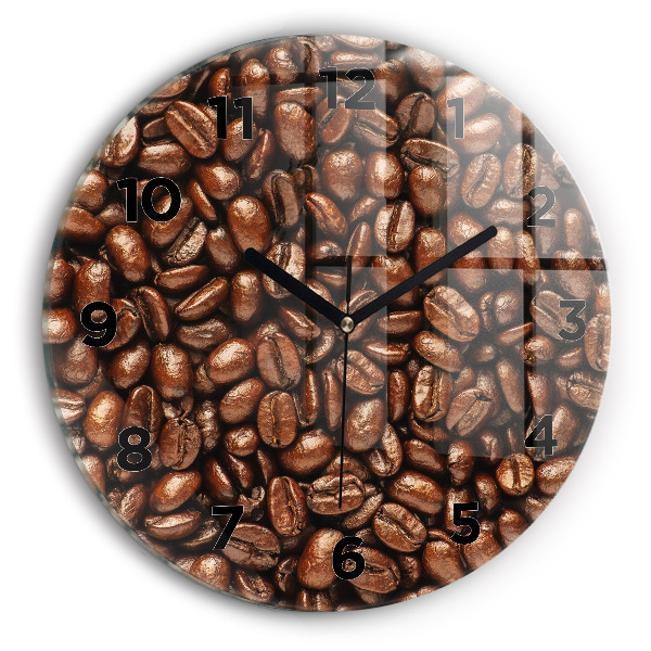 Orologio rotondo in vetro Chicchi di caffè