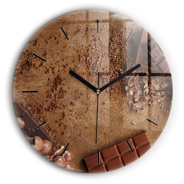 Orologio rotondo in vetro Barrette di cioccolato