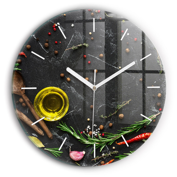 Orologio rotondo in vetro Spezie sul bancone