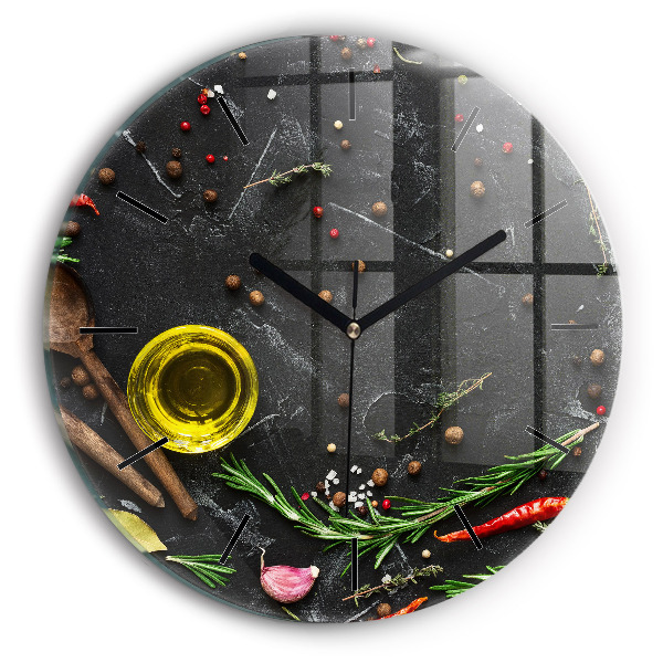 Orologio rotondo in vetro Spezie sul bancone
