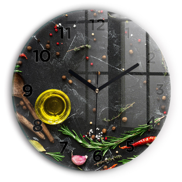 Orologio rotondo in vetro Spezie sul bancone
