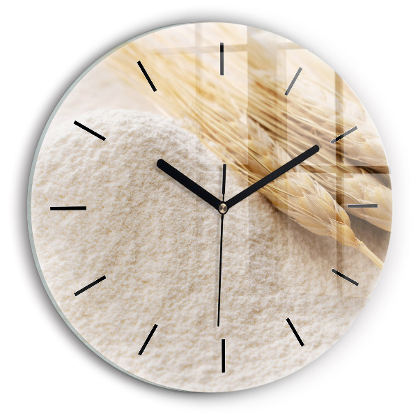 Orologio rotondo in vetro Farina e spighe di grano