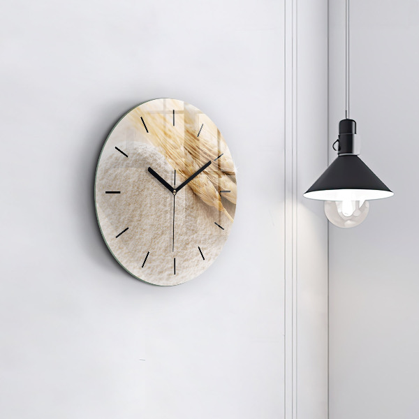 Orologio rotondo in vetro Farina e spighe di grano
