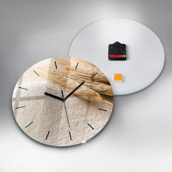 Orologio rotondo in vetro Farina e spighe di grano
