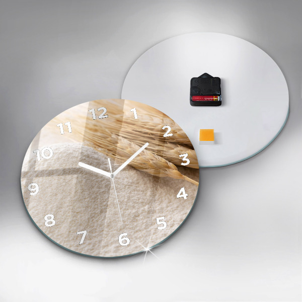 Orologio rotondo in vetro Farina e spighe di grano