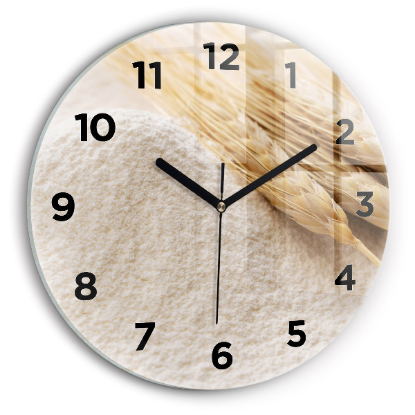 Orologio rotondo in vetro Farina e spighe di grano