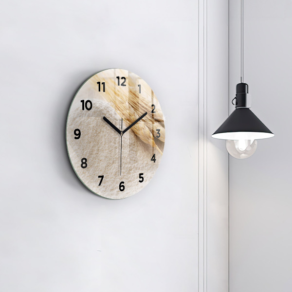 Orologio rotondo in vetro Farina e spighe di grano