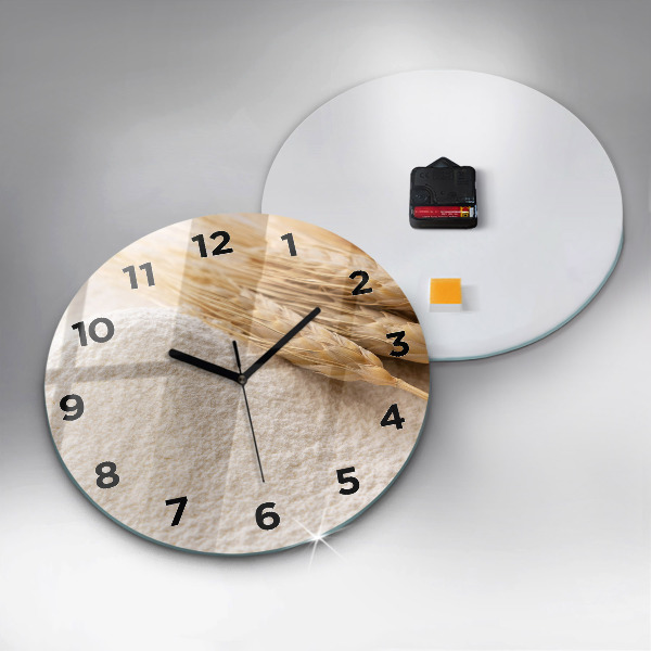 Orologio rotondo in vetro Farina e spighe di grano