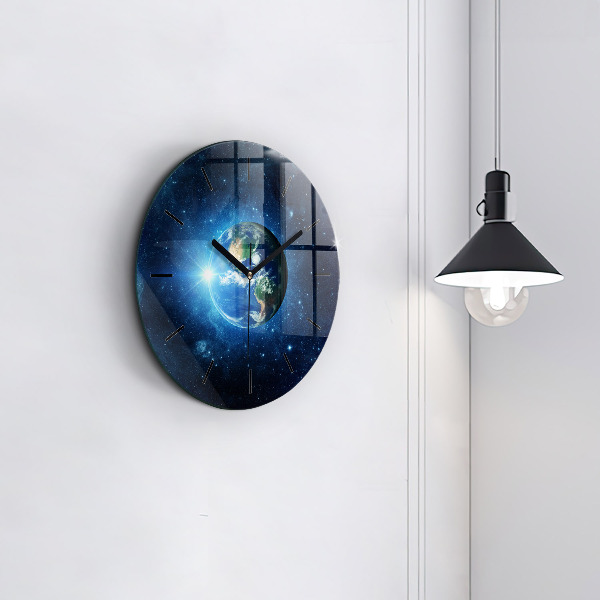 Orologio rotondo in vetro Terra e galassia – NASA
