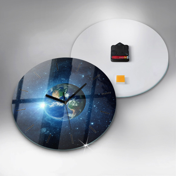 Orologio rotondo in vetro Terra e galassia – NASA