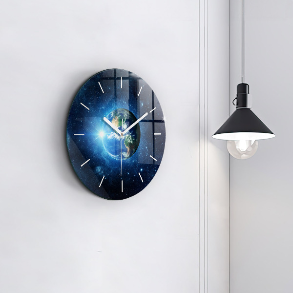 Orologio rotondo in vetro Terra e galassia – NASA