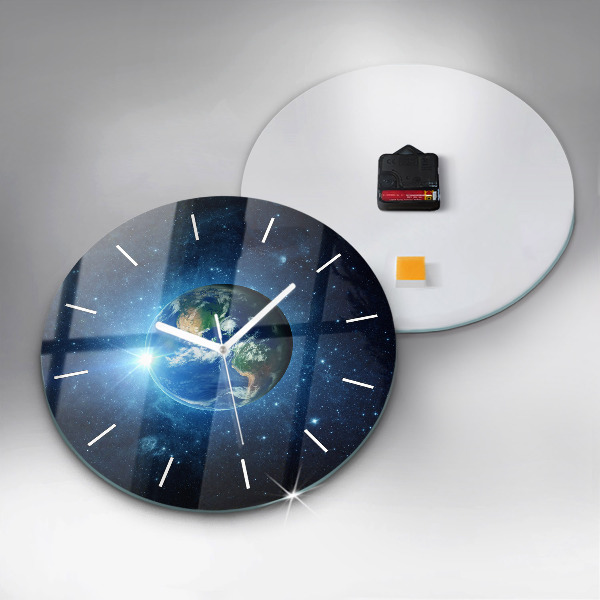 Orologio rotondo in vetro Terra e galassia – NASA