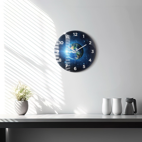 Orologio rotondo in vetro Terra e galassia – NASA
