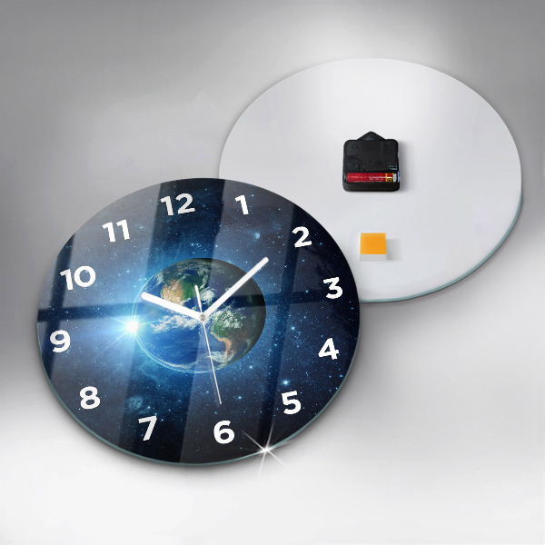 Orologio rotondo in vetro Terra e galassia – NASA