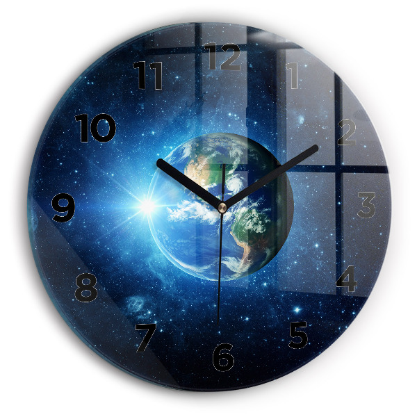 Orologio rotondo in vetro Terra e galassia – NASA