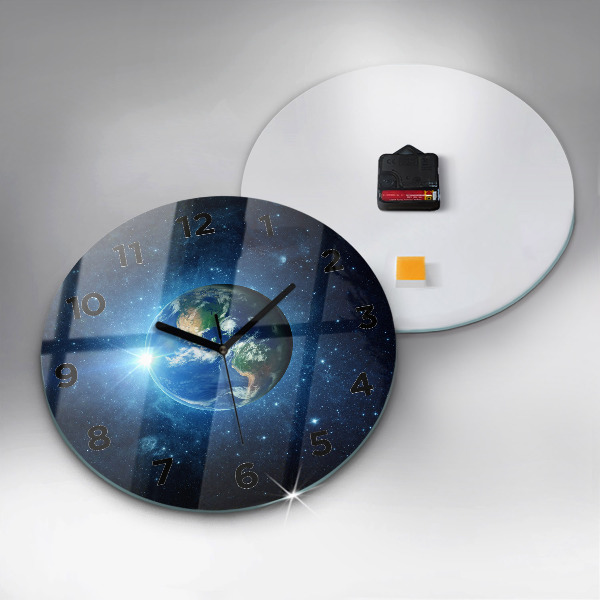 Orologio rotondo in vetro Terra e galassia – NASA