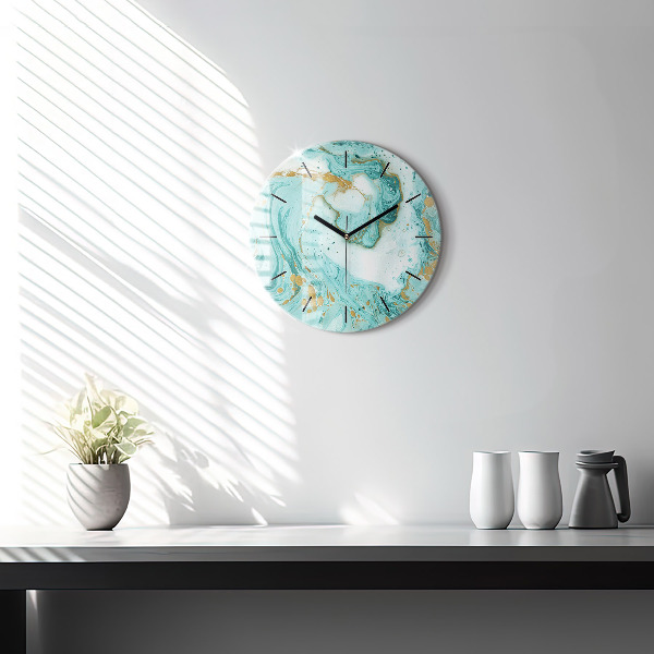 Orologio rotondo in vetro Trama di marmo