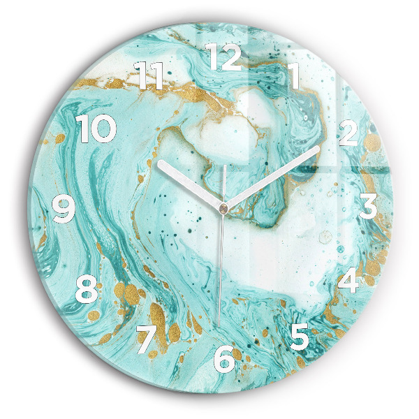 Orologio rotondo in vetro Trama di marmo
