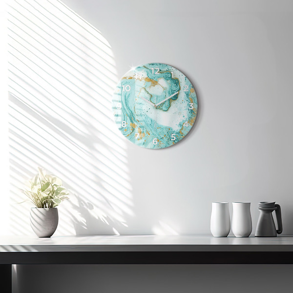 Orologio rotondo in vetro Trama di marmo