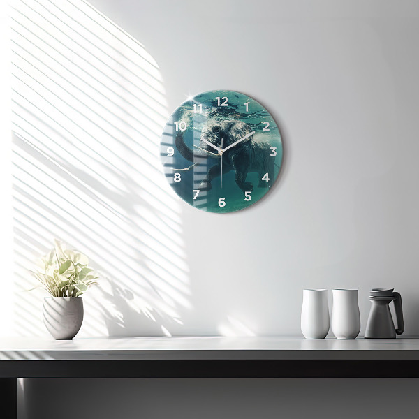 Orologio rotondo in vetro Elefante che nuota nell'oceano