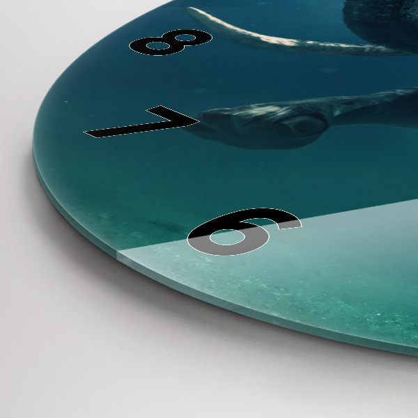 Orologio rotondo in vetro Elefante che nuota nell'oceano