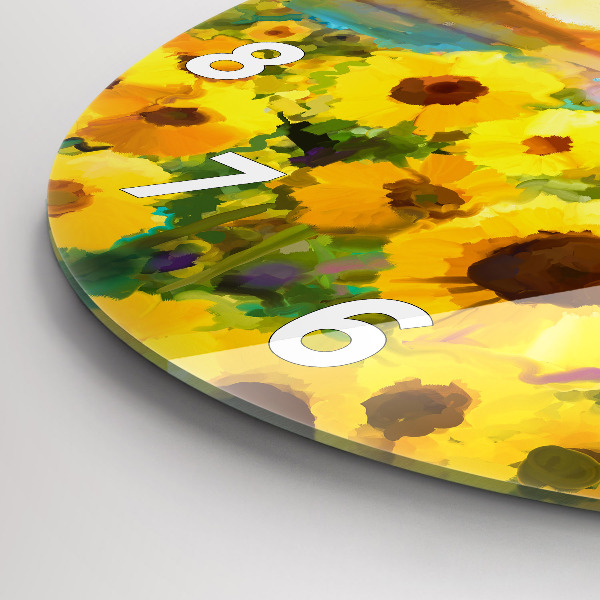 Orologio rotondo in vetro Campo di girasoli