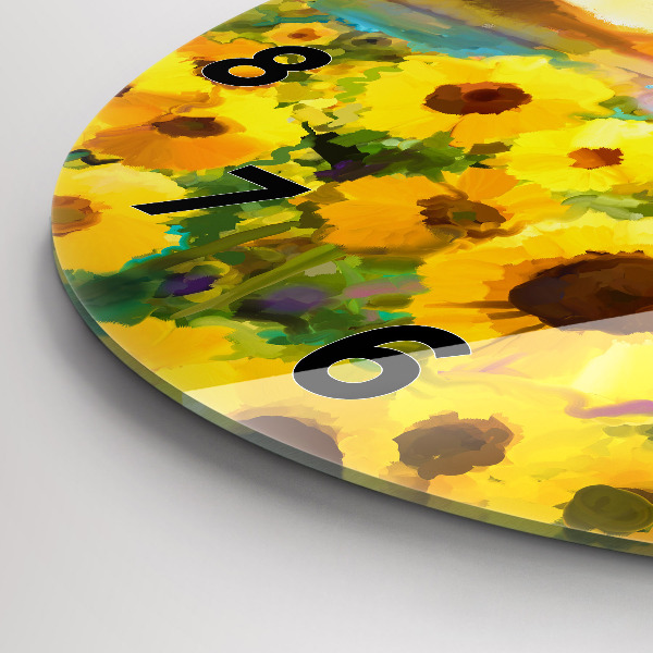 Orologio rotondo in vetro Campo di girasoli