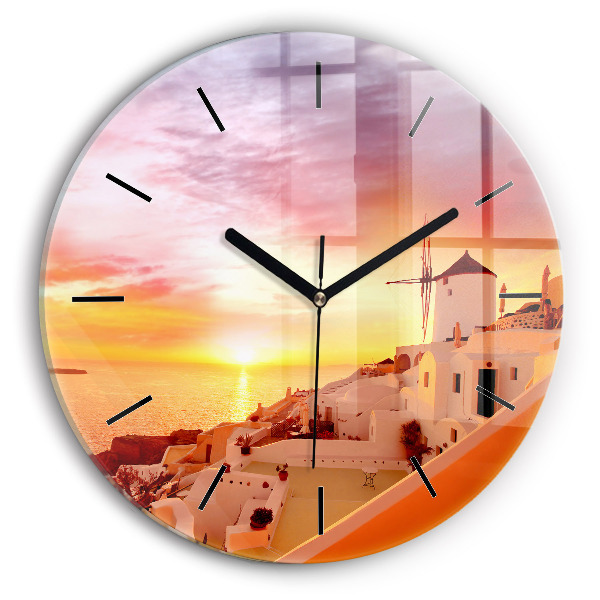 Orologio rotondo Vecchio mulino a vento a Santorini