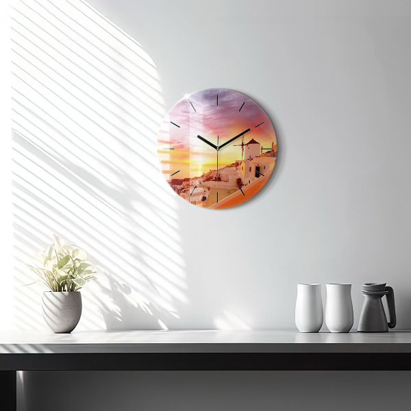Orologio rotondo Vecchio mulino a vento a Santorini