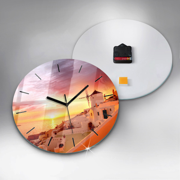 Orologio rotondo Vecchio mulino a vento a Santorini